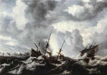 Bonaventura Peeters The Elder : Storm On The Sea